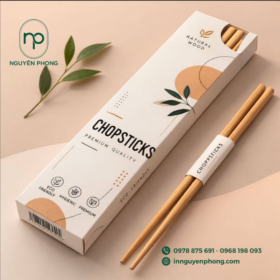 In hộp giấy đựng đũa bắt mắt